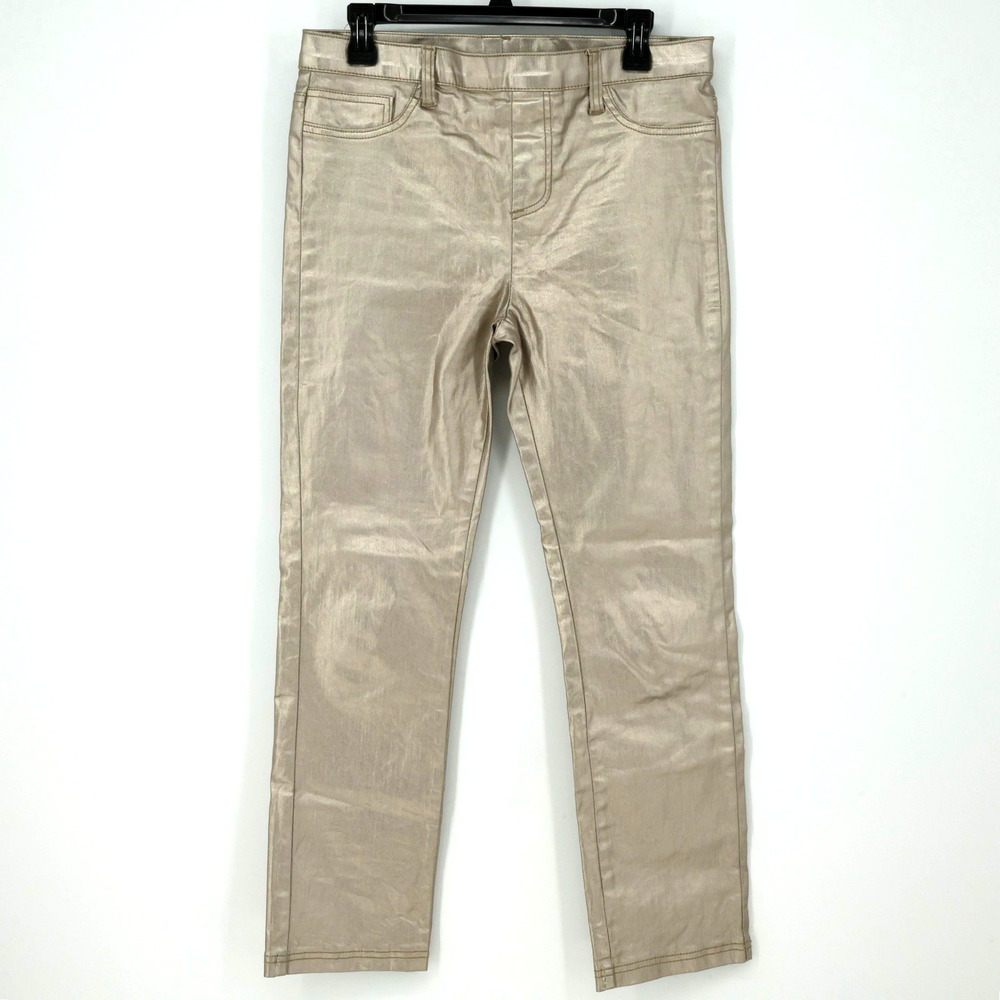Anna and Ava Jeans Womens Medium Gold Metallic Stretch Cotton Denim Pull On